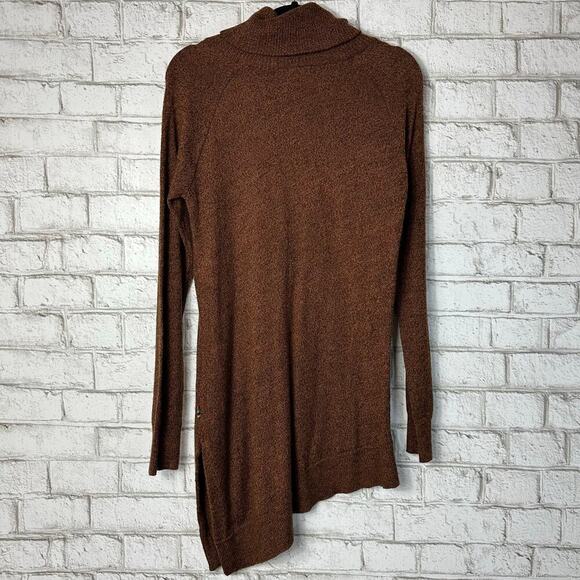 Smartwool Sweater Cascade Valley Tunic Asymmetrical Turtle Neck Wool Brown S - Picture 4 of 11